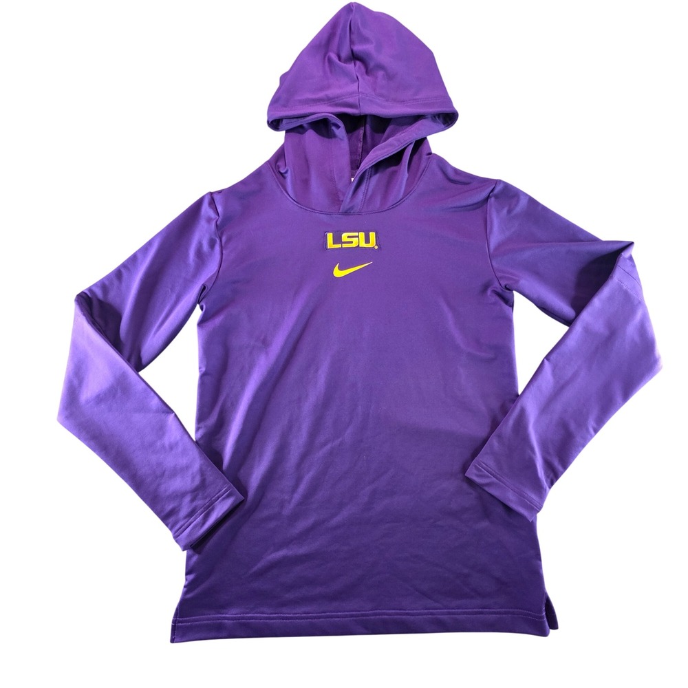 Nike‎ LSU Tigers Dri-FIT Performance Hoodie Purple Yellow Extra Small Athletic